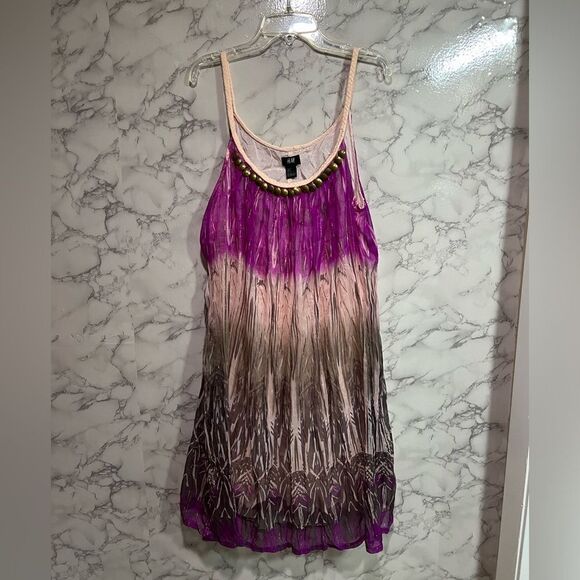 H&M Sleeveless Beaded Ombré Dress Size 12 - Picture 1 of 5
